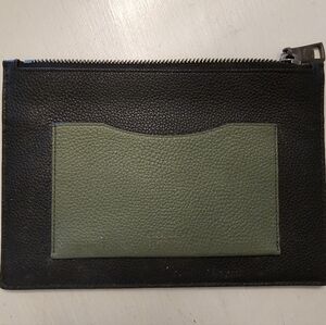 COACH Green and Black Leather Zip Pouch